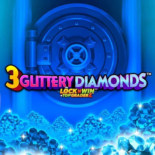 3 Glittery Diamonds slot logo by PearFiction Studios at Beep Beep Casino
